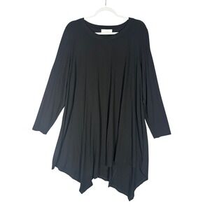 NOEN Asymmetrical Sharkbite Hem Tunic Top Sz 20 Black Lagenlook Capsule Flowy